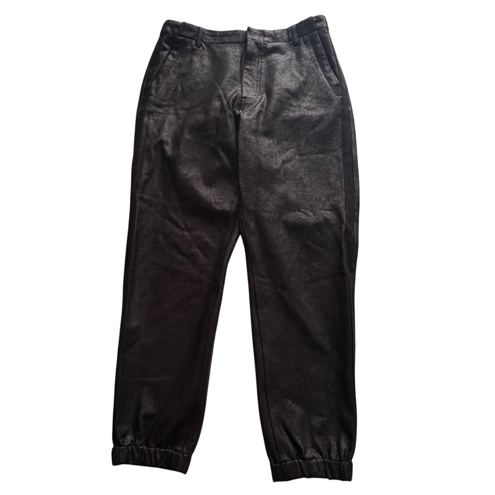 Kut From The Kloth Frida Slim Track Pant Black Coated Jogger Grunge Tech Goth 10